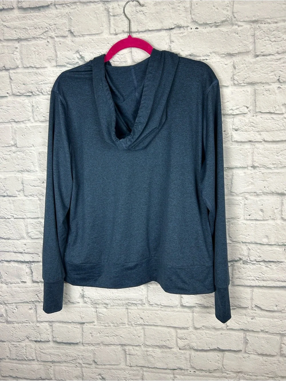 Quince Flowknit Full Zip Hoodie Women’s Large Heather Navy Stretch Athletic